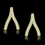 TS443 - Gold 925 Sterling Silver Earrings with AAA Grade CZ in Clear - Alamode - Flyclothing LLC