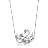TS447 - Rhodium 925 Sterling Silver Chain Pendant with AAA Grade CZ in Clear - Alamode - Flyclothing LLC