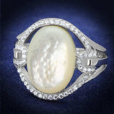 TS456 - Rhodium 925 Sterling Silver Ring with Precious Stone Conch in White - Alamode - Flyclothing LLC