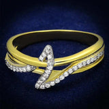 TS461 - Gold+Rhodium 925 Sterling Silver Ring with AAA Grade CZ in Clear - Alamode - Flyclothing LLC
