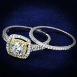 TS467 - Reverse Two-Tone 925 Sterling Silver Ring with AAA Grade CZ in Clear - Alamode - Flyclothing LLC