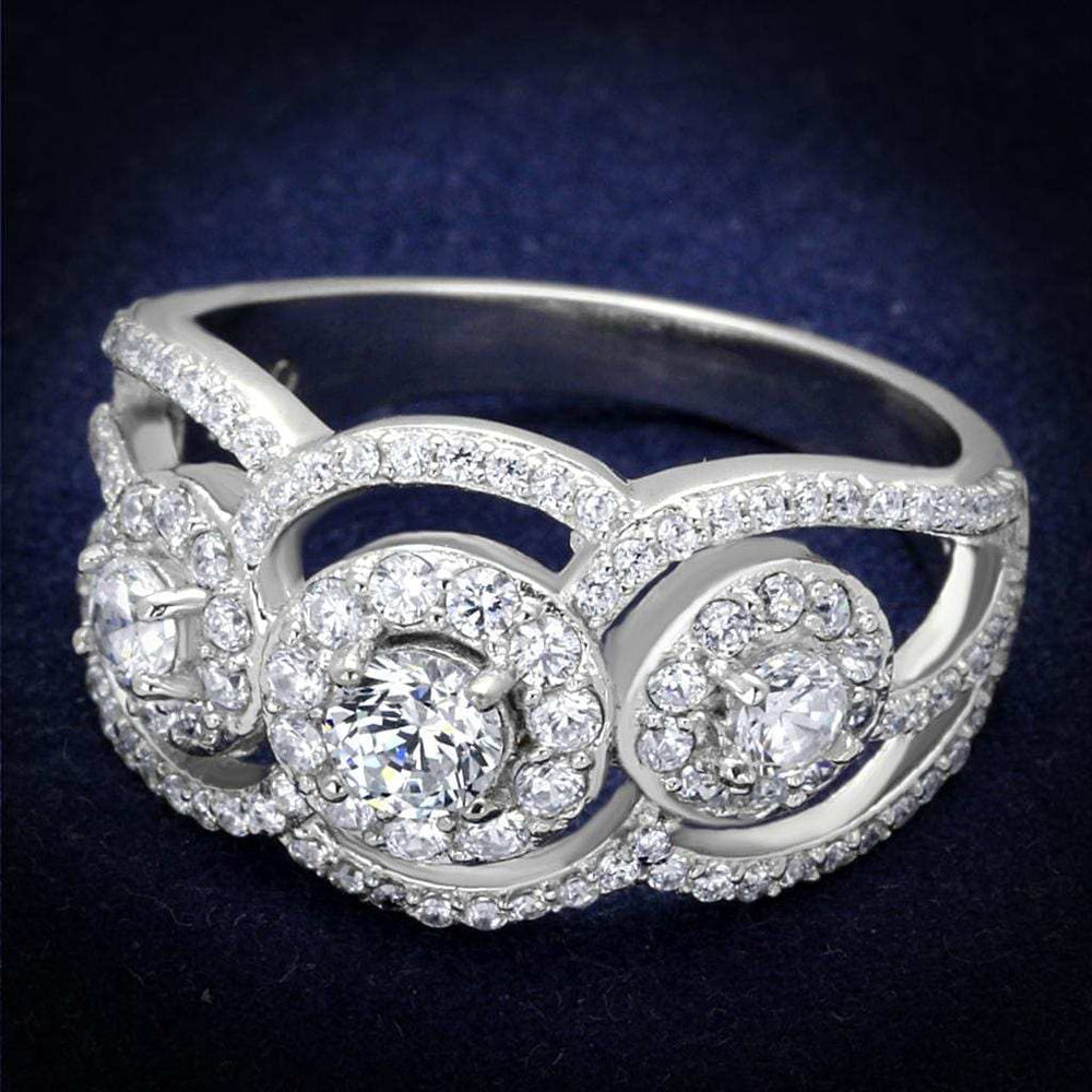 TS468 - Rhodium 925 Sterling Silver Ring with AAA Grade CZ in Clear - Alamode - Flyclothing LLC