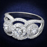 TS468 - Rhodium 925 Sterling Silver Ring with AAA Grade CZ in Clear - Alamode - Flyclothing LLC