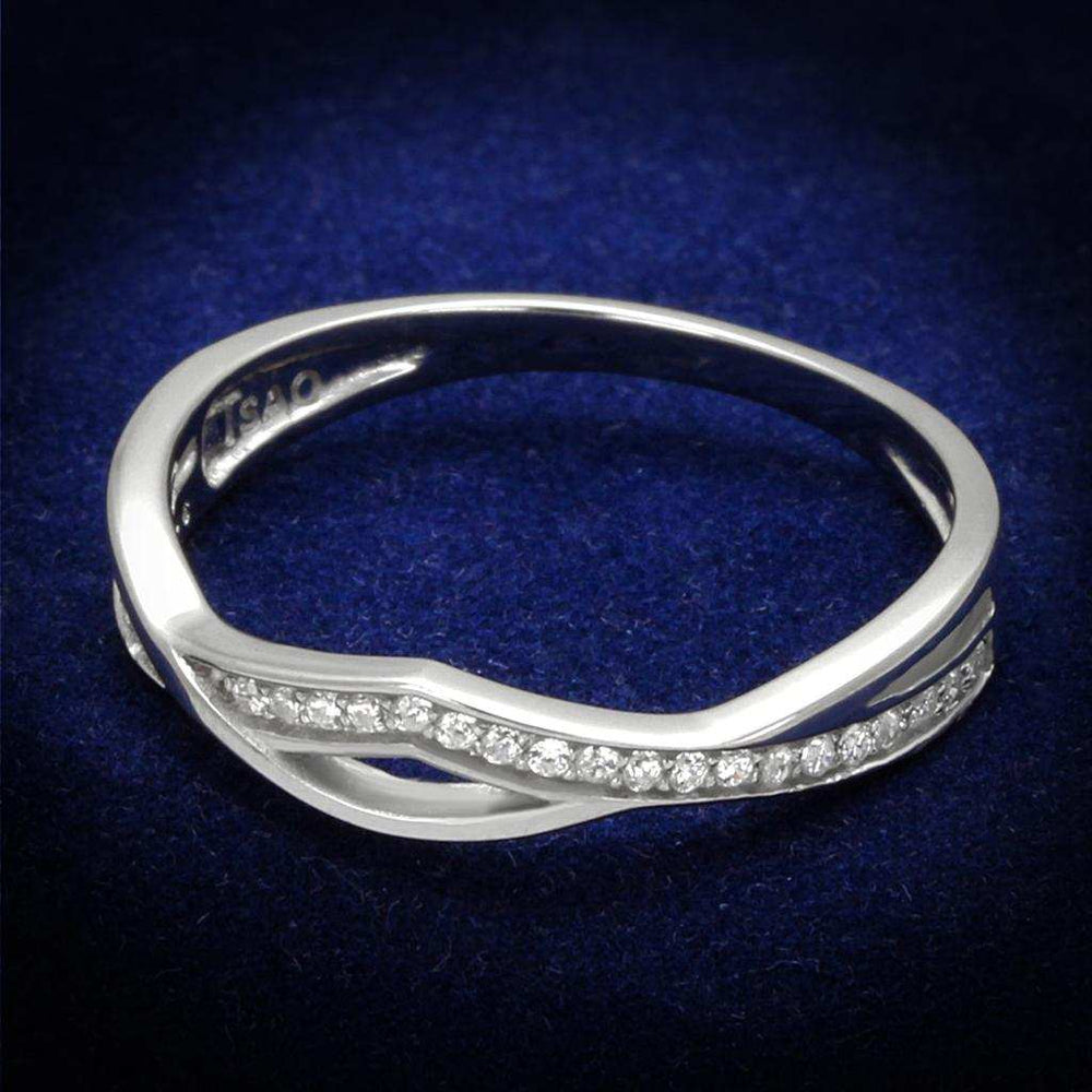 TS471 - Rhodium 925 Sterling Silver Ring with AAA Grade CZ in Clear - Alamode - Flyclothing LLC