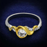 TS475 - Reverse Two-Tone 925 Sterling Silver Ring with AAA Grade CZ in Clear - Alamode - Flyclothing LLC