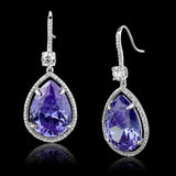TS477 - Rhodium 925 Sterling Silver Earrings with AAA Grade CZ in Light Amethyst - Alamode - Flyclothing LLC