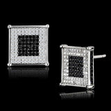 TS481 - Rhodium + Ruthenium 925 Sterling Silver Earrings with AAA Grade CZ in Black Diamond - Alamode - Flyclothing LLC