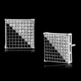 TS482 - Rhodium + Ruthenium 925 Sterling Silver Earrings with AAA Grade CZ in Black Diamond - Alamode - Flyclothing LLC