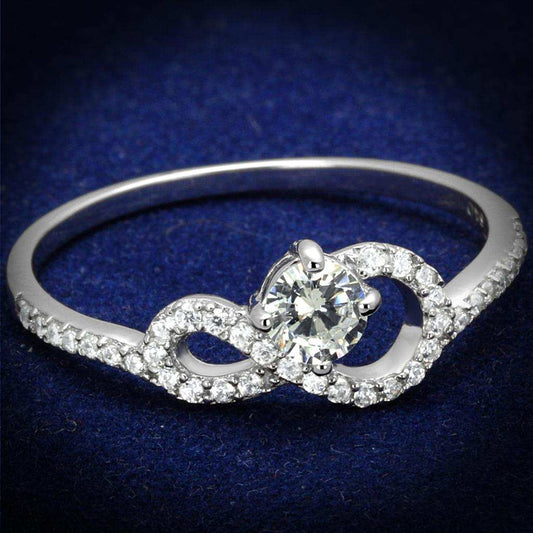 TS485 - Rhodium 925 Sterling Silver Ring with AAA Grade CZ in Clear - Alamode - Flyclothing LLC