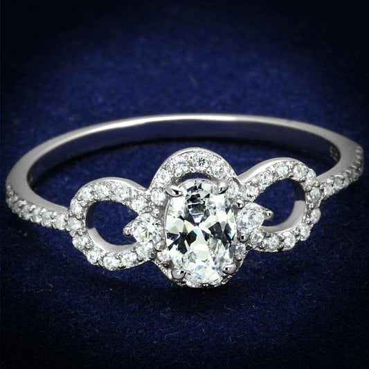 TS486 - Rhodium 925 Sterling Silver Ring with AAA Grade CZ in Clear - Alamode - Flyclothing LLC