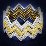 TS492 - Gold+Rhodium 925 Sterling Silver Ring with AAA Grade CZ in Clear - Alamode - Flyclothing LLC