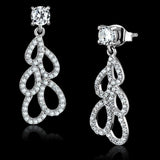 TS496 - Rhodium 925 Sterling Silver Earrings with AAA Grade CZ in Clear - Alamode - Flyclothing LLC