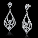 TS497 - Rhodium 925 Sterling Silver Earrings with AAA Grade CZ in Clear - Alamode - Flyclothing LLC