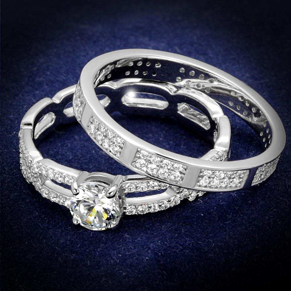 TS499 - Rhodium 925 Sterling Silver Ring with AAA Grade CZ in Clear - Alamode - Flyclothing LLC