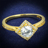TS500 - Gold 925 Sterling Silver Ring with AAA Grade CZ in Clear - Alamode - Flyclothing LLC