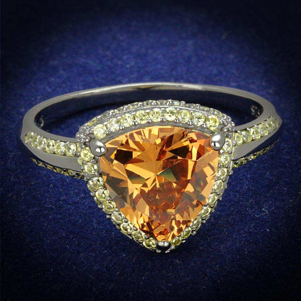 TS501 - Ruthenium 925 Sterling Silver Ring with AAA Grade CZ in Champagne - Alamode - Flyclothing LLC