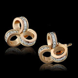 TS513 - Rose Gold + Rhodium 925 Sterling Silver Earrings with AAA Grade CZ in Clear - Alamode - Flyclothing LLC