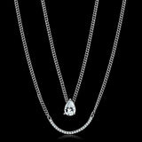 TS514 - Rhodium 925 Sterling Silver Necklace with AAA Grade CZ in Clear - Alamode - Flyclothing LLC