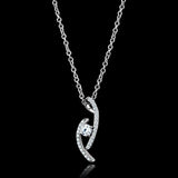 TS515 - Rhodium 925 Sterling Silver Necklace with AAA Grade CZ in Clear - Alamode - Flyclothing LLC