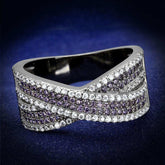 TS522 - Ruthenium 925 Sterling Silver Ring with AAA Grade CZ in Amethyst - Alamode - Flyclothing LLC
