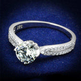 TS537 - Rhodium 925 Sterling Silver Ring with AAA Grade CZ in Clear - Alamode - Flyclothing LLC