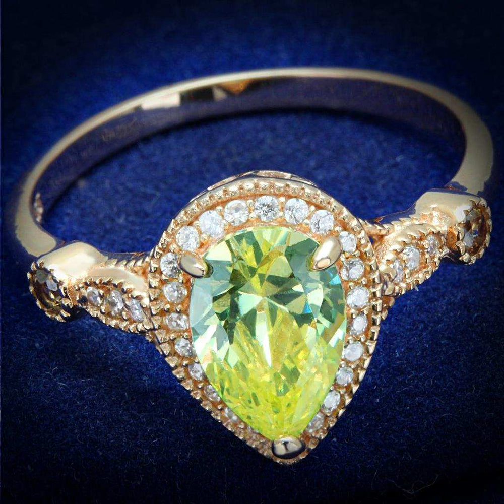 TS538 - Rose Gold 925 Sterling Silver Ring with AAA Grade CZ in Apple Green color - Alamode - Flyclothing LLC