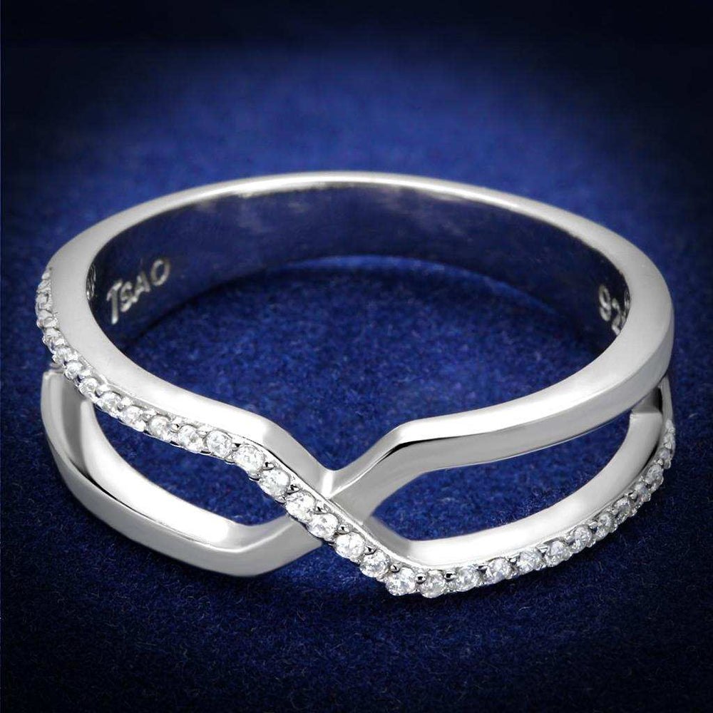 TS540 - Rhodium 925 Sterling Silver Ring with AAA Grade CZ in Clear - Alamode - Flyclothing LLC