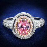 TS543 - Rose Gold + Rhodium 925 Sterling Silver Ring with AAA Grade CZ in Rose - Alamode - Flyclothing LLC