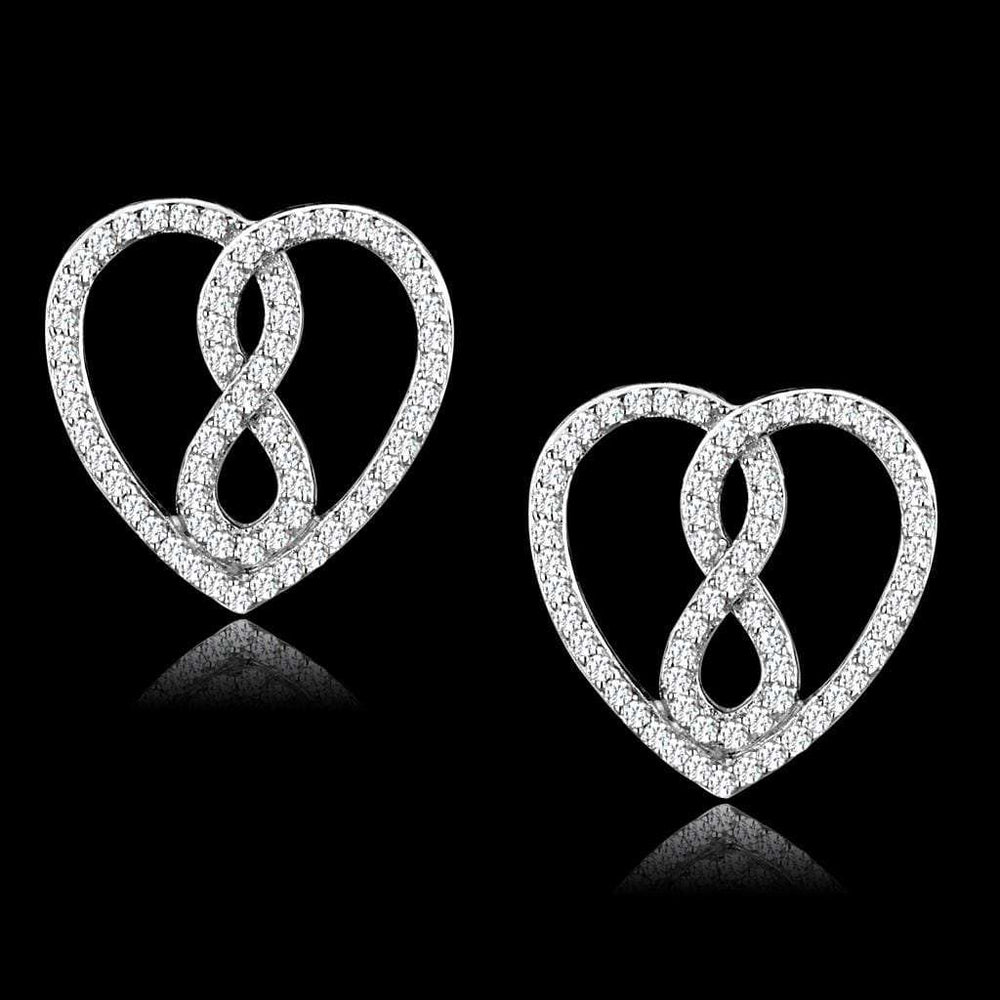 TS549 - Rhodium 925 Sterling Silver Earrings with AAA Grade CZ in Clear - Alamode - Flyclothing LLC