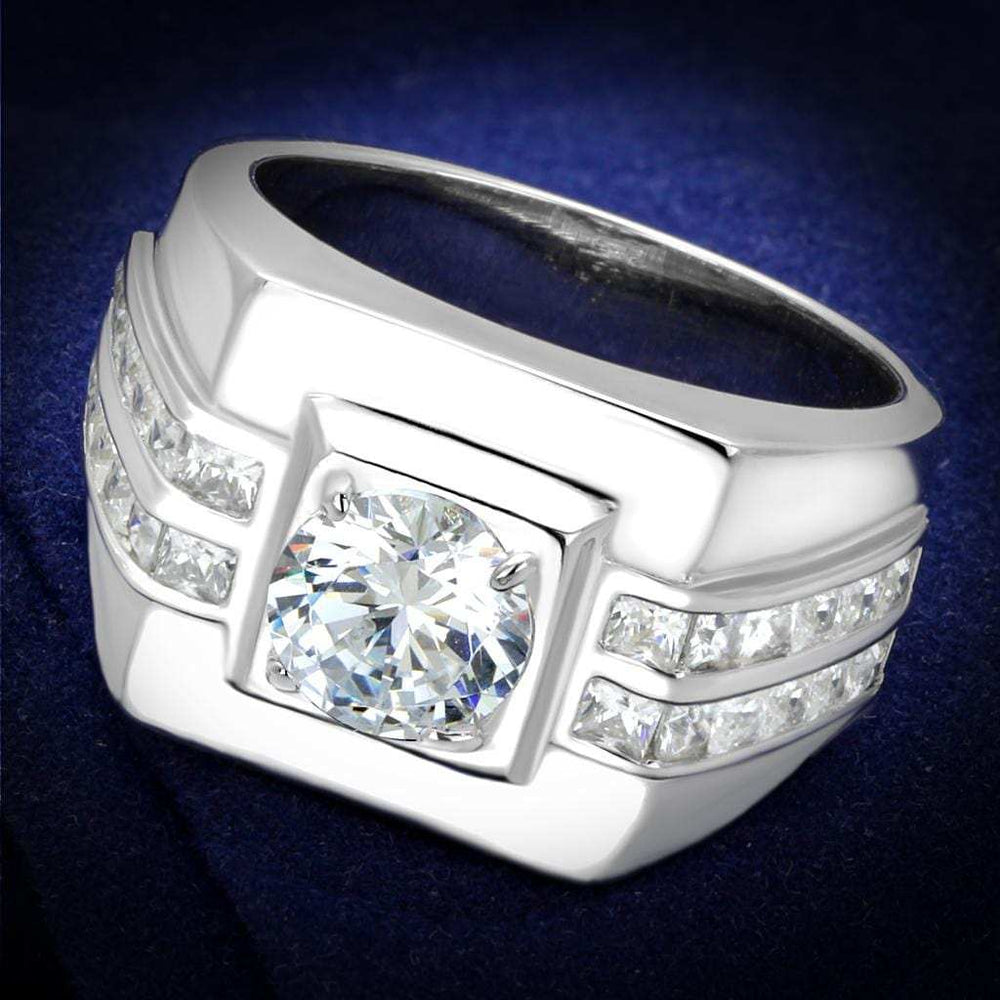 TS553 - Rhodium 925 Sterling Silver Ring with AAA Grade CZ in Clear - Alamode - Flyclothing LLC
