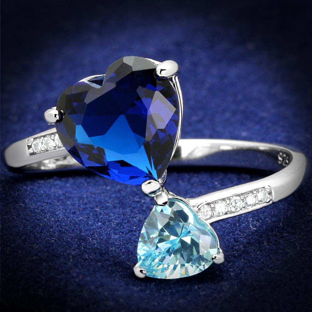 TS554 - Rhodium 925 Sterling Silver Ring with Synthetic Synthetic Glass in Montana - Alamode - Flyclothing LLC