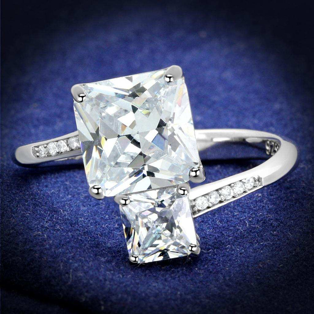 TS557 - Rhodium 925 Sterling Silver Ring with AAA Grade CZ in Clear - Alamode - Flyclothing LLC