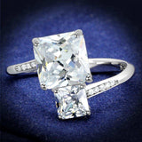 TS557 - Rhodium 925 Sterling Silver Ring with AAA Grade CZ in Clear - Alamode - Flyclothing LLC