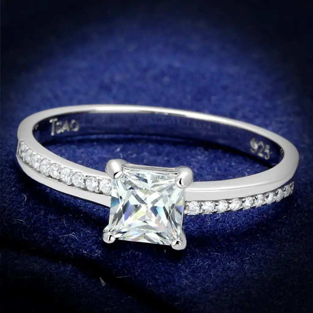 TS558 - Rhodium 925 Sterling Silver Ring with AAA Grade CZ in Clear - Alamode - Flyclothing LLC