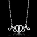 TS571 - Rhodium 925 Sterling Silver Necklace with AAA Grade CZ in Clear - Alamode - Flyclothing LLC