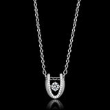 TS572 - Rhodium 925 Sterling Silver Necklace with AAA Grade CZ in Clear - Alamode - Flyclothing LLC