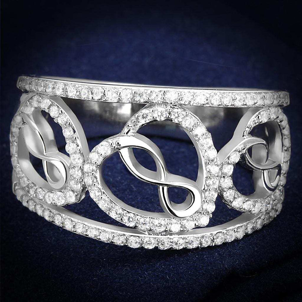 TS573 - Rhodium 925 Sterling Silver Ring with AAA Grade CZ in Clear - Alamode - Flyclothing LLC