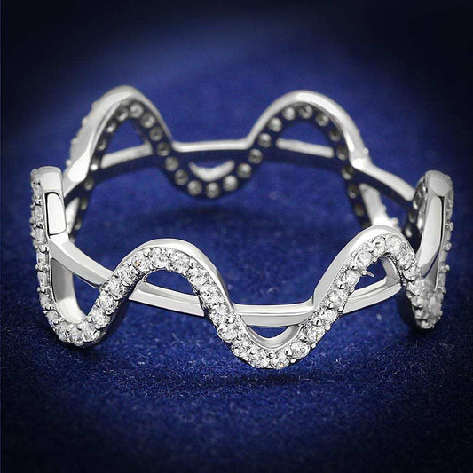 TS576 - Rhodium 925 Sterling Silver Ring with AAA Grade CZ in Clear - Alamode - Flyclothing LLC