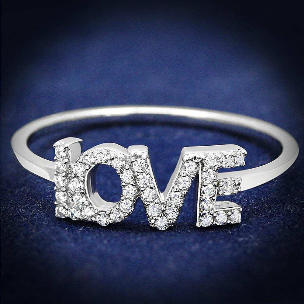 TS580 - Rhodium 925 Sterling Silver Ring with AAA Grade CZ in Clear - Alamode - Flyclothing LLC