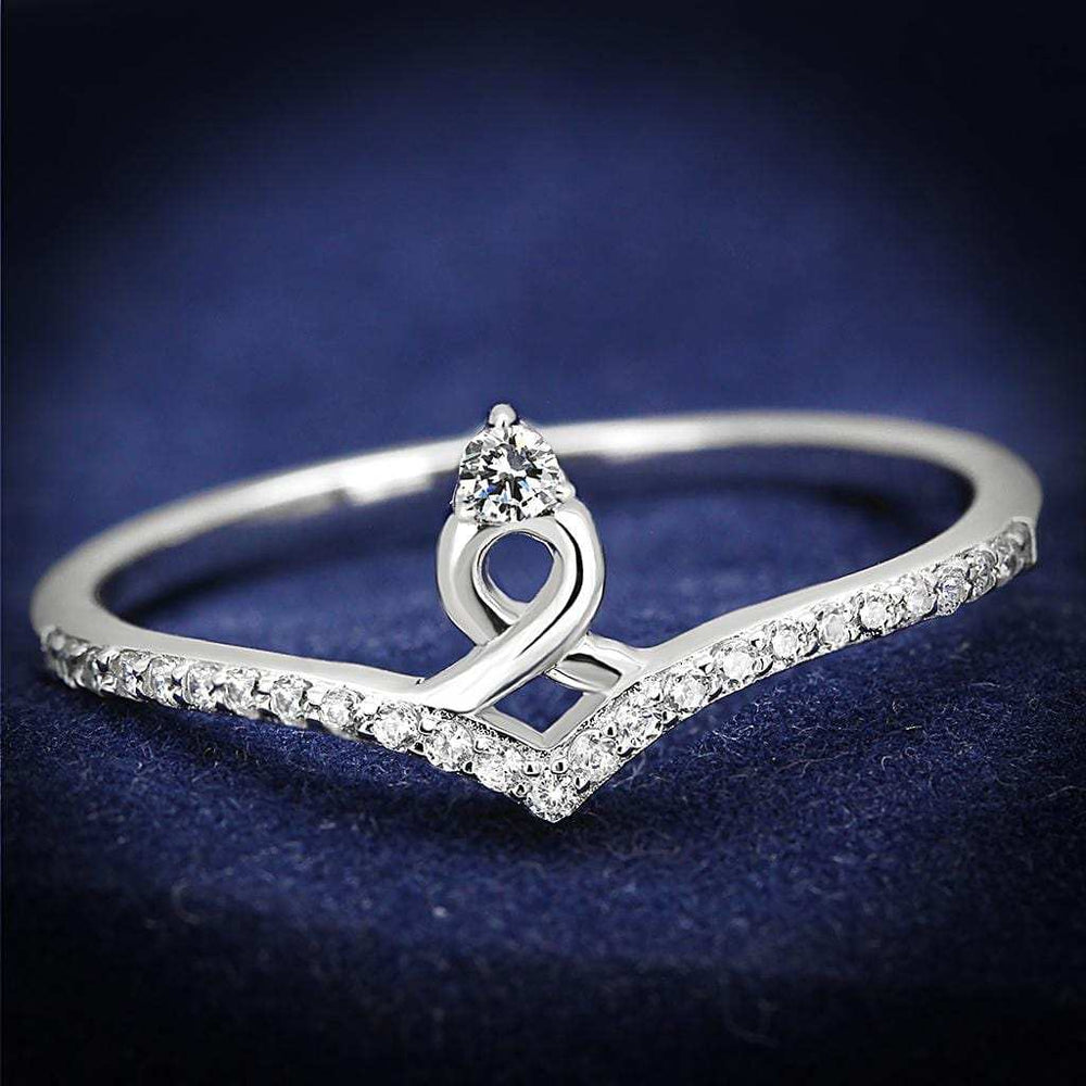 TS583 - Rhodium 925 Sterling Silver Ring with AAA Grade CZ in Clear - Alamode - Flyclothing LLC