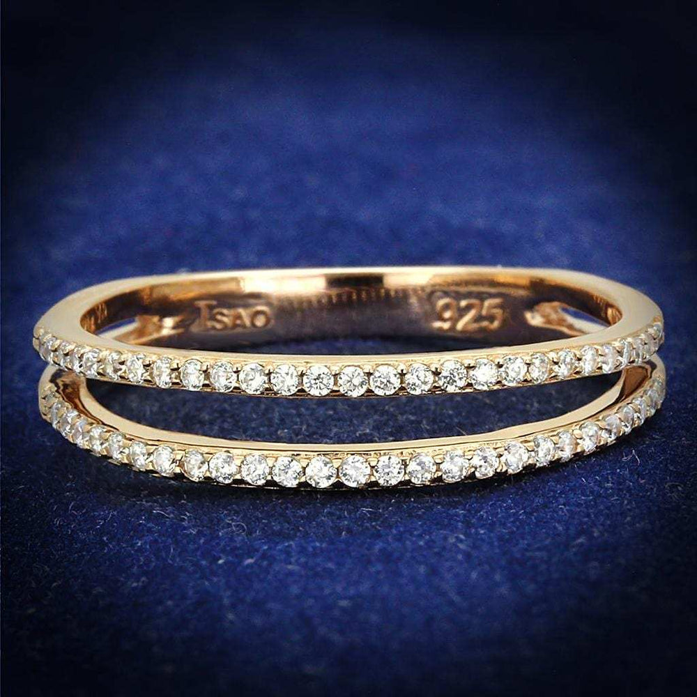 TS588 - Rose Gold 925 Sterling Silver Ring with AAA Grade CZ in Clear - Alamode - Flyclothing LLC