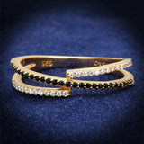 TS590 - Rose Gold 925 Sterling Silver Ring with Synthetic Spinel in Jet - Alamode - Flyclothing LLC