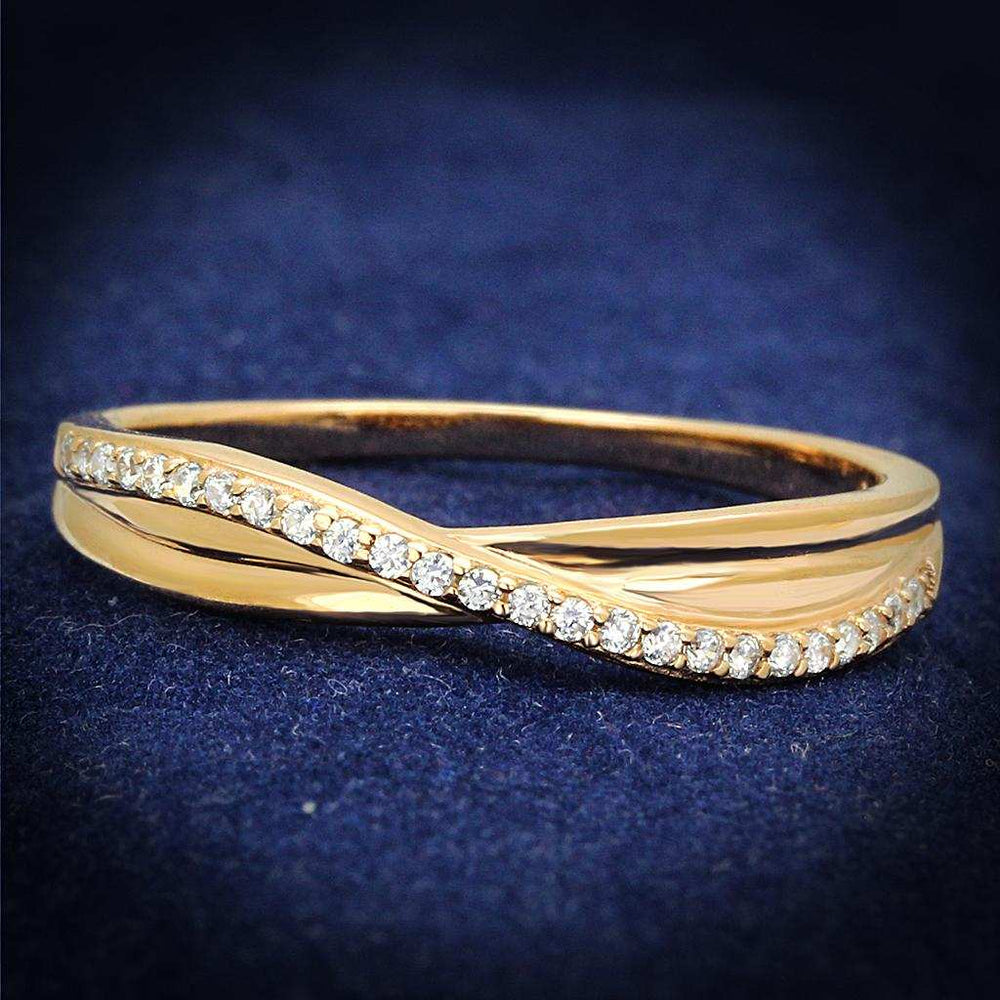 TS591 - Rose Gold 925 Sterling Silver Ring with AAA Grade CZ in Clear - Alamode - Flyclothing LLC
