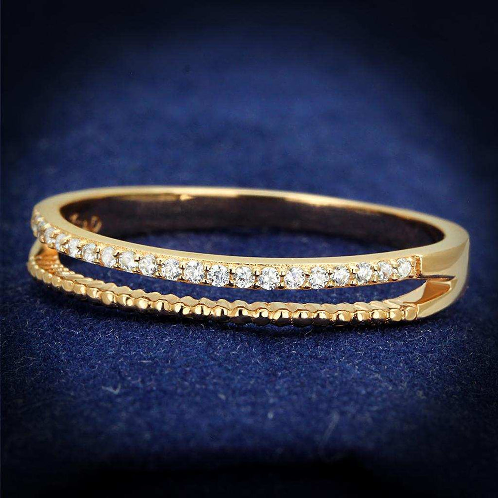 TS592 - Rose Gold 925 Sterling Silver Ring with AAA Grade CZ in Clear - Alamode - Flyclothing LLC