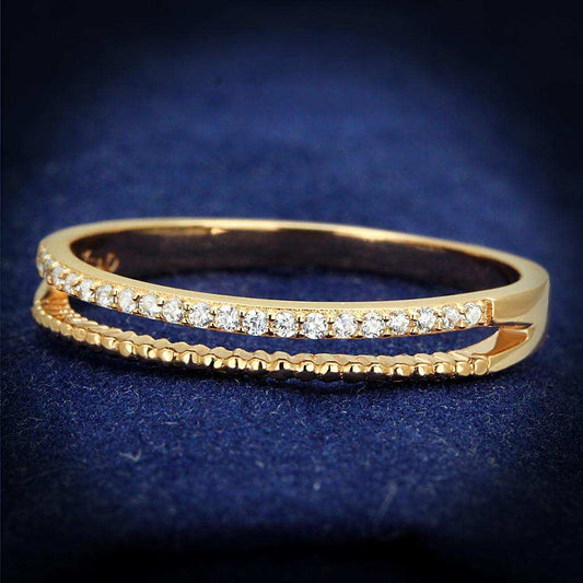 TS592 - Rose Gold 925 Sterling Silver Ring with AAA Grade CZ in Clear - Alamode - Flyclothing LLC