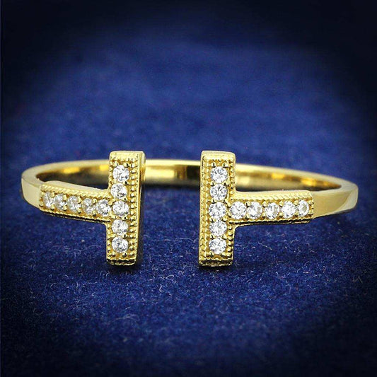 TS598 - Gold 925 Sterling Silver Ring with AAA Grade CZ in Clear - Alamode - Flyclothing LLC