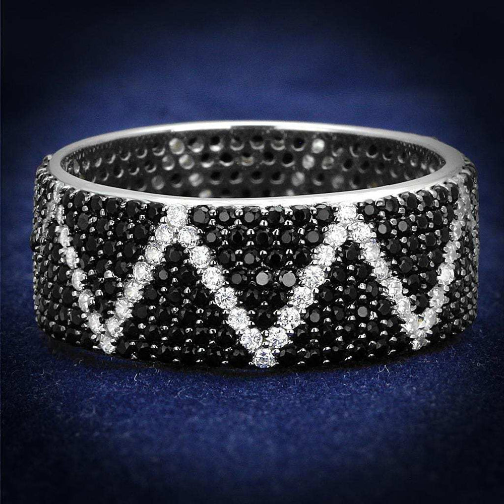 TS600 - Rhodium + Ruthenium 925 Sterling Silver Ring with Synthetic Spinel in Multi Color - Alamode - Flyclothing LLC