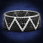 TS600 - Rhodium + Ruthenium 925 Sterling Silver Ring with Synthetic Spinel in Multi Color - Alamode - Flyclothing LLC