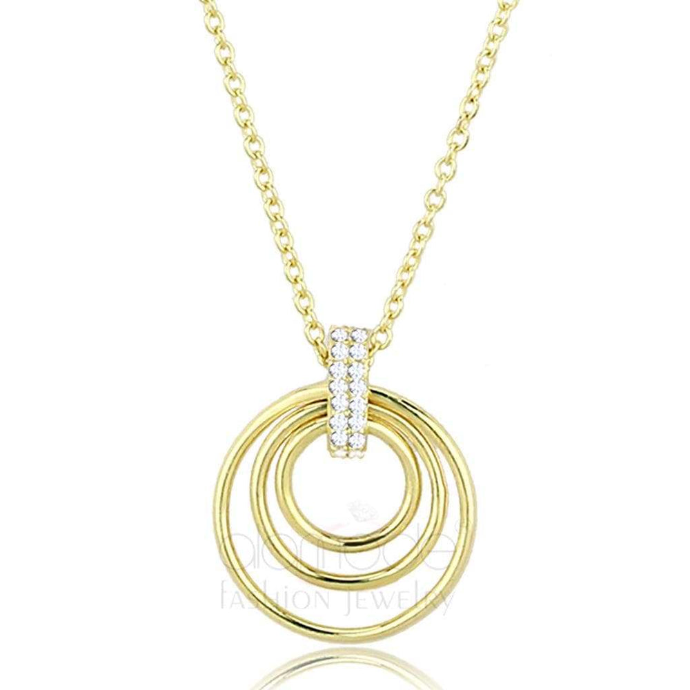 TS601 - Gold 925 Sterling Silver Necklace with AAA Grade CZ in Clear - Alamode - Flyclothing LLC