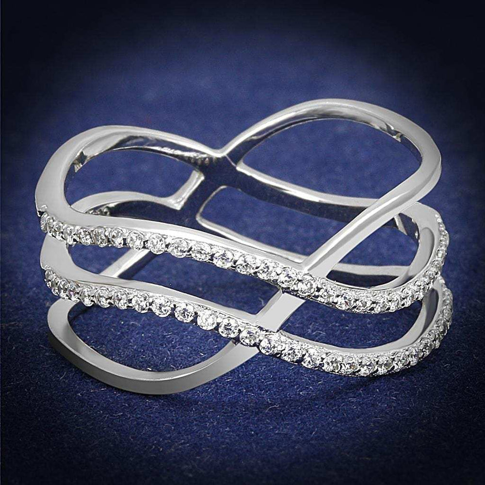 TS602 - Rhodium 925 Sterling Silver Ring with AAA Grade CZ in Clear - Alamode - Flyclothing LLC